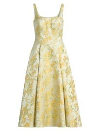 Women\'s Julie Floral-Jacquard Midi-Dress - Butter Yellow Mint - at Saks Fifth Avenue