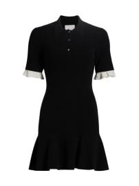 Women\'s Keaton Knit Polo Minidress - Black Ivory - at Saks Fifth Avenue