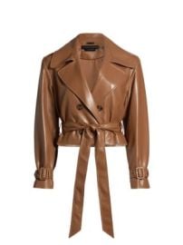 Women\'s Keith Faux Leather Crop Trench Coat - Camel - at Saks Fifth Avenue