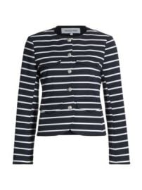 Women\'s Kensington Striped Knit Button-Up Jacket - Navy White - at Saks Fifth Avenue