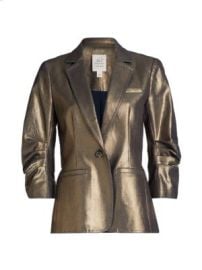 Women\'s Khloe Coated Denim Blazer - Gold - at Saks Fifth Avenue