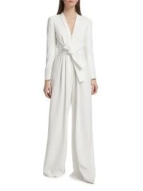 Women\'s Kieran II Belted Crepe Wide-Leg Jumpsuit - White - at Saks Fifth Avenue