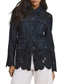 Women\'s Kiki Scalloped Lace-Trim Cotton Jacket - Indigo Rinse - at Saks Fifth Avenue
