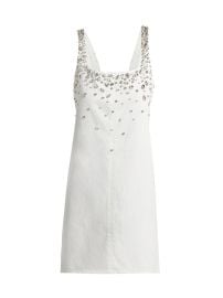 Women\'s Kimmie Embellished Denim Shift Dress - White Jewel - at Saks Fifth Avenue