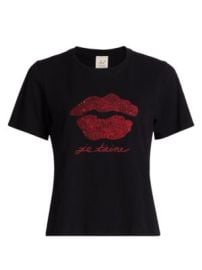 Women\'s Kisses Je Taime Shrunken T-Shirt - Black Rosewood - at Saks Fifth Avenue