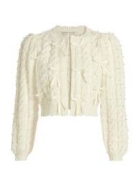 Women\'s Kitty Embellished Cable-Knit Cardigan - Soft White - at Saks Fifth Avenue