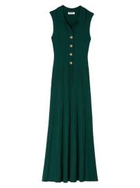 Women\'s Knit Dress with Polo Neck - Dark Green - at Saks Fifth Avenue