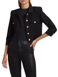 Women\'s Kumi Twill Crop Jacket - Black - at Saks Fifth Avenue