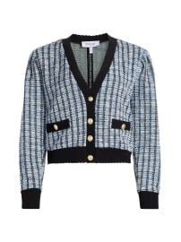 Women\'s Ky Stretch Tweed Cardigan Jacket - Blue Multi - at Saks Fifth Avenue