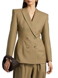 Women\'s Kylar Wool-Blend Double-Breasted Blazer - Sand - at Saks Fifth Avenue