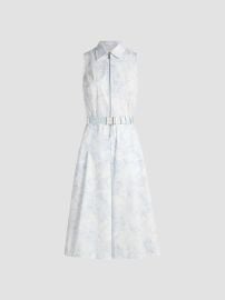 Women\'s Kylo Belted Midi-Shirtdress - Ivory Pale Blue Lace Print - at Saks Fifth Avenue