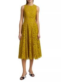 Women\\\'s Lace Sleeveless Midi-Dress - Moss - at Saks Fifth Avenue