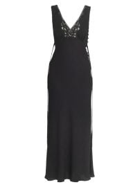 Women\'s Lace-Trim Silk Crêpe de Chine Bias-Cut Gown - Black - at Saks Fifth Avenue