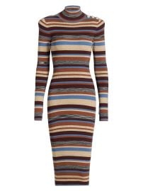 Women\'s Larelle Striped Midi Sweaterdress - Stone Blue Brown Multi - at Saks Fifth Avenue