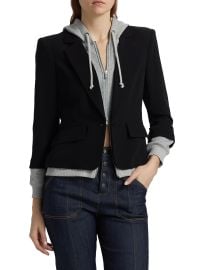 Women\'s Le Petit Khloe Zip-UpBlazer - Navy Heather Grey - at Saks Fifth Avenue