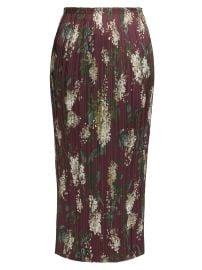Women\'s Lilac Print Micro-Pleated Midi-Skirt - Dark Bordeaux - at Saks Fifth Avenue