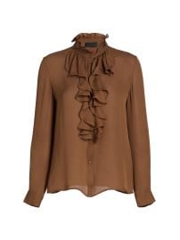 Women\'s Lily Ruffle-Embellished Silk Blouse - Cognac - at Saks Fifth Avenue