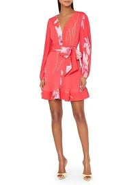 Women\'s Liv Pleated Floral Minidress - Red Multi - at Saks Fifth Avenue