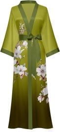 Women\'s Long Kimono Robe Floral Silk Robe Satin Silky Bathrobe Sleepwear Bridesmaid Wedding Robes at Amazon