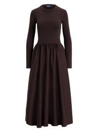 Women\'s Long Sleeve Cotton A-Line Midi-Dress - Squire Brown - at Saks Fifth Avenue