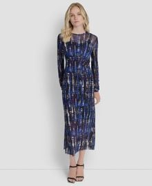 Women\'s Long Sleeve Crew Neck A Line Dress at Macys