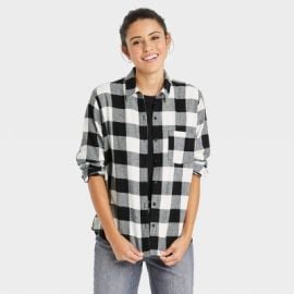 Women\'s Long Sleeve Flannel Button-Down Shirt - Universal Thread Plaid at Target