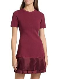 Women\'s Lorin Mixed-Media A-Line Minidress - Cranberry - at Saks Fifth Avenue