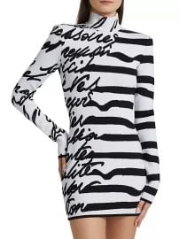 Women\'s Love Letter Striped Knit Minidress - Blanc Noir - at Saks Fifth Avenue