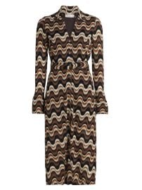 Women\'s Lydia Swirled Belted Midi-Dress - Black Multi - at Saks Fifth Avenue