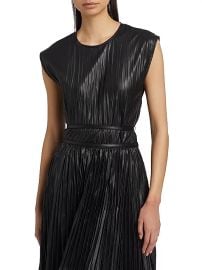 Women\'s Lyra Pleated Faux Leather Top - Black - at Saks Fifth Avenue
