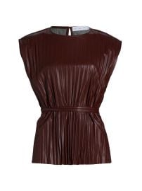 Women\'s Lyra Pleated Faux Leather Top - Oxblood - at Saks Fifth Avenue