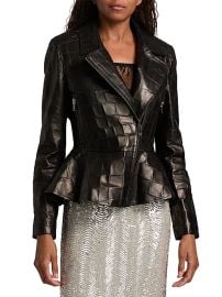 Women\'s Lyric Peplum Leather Biker Jacket - Black - at Saks Fifth Avenue