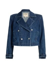 Women\'s Maddox Cropped Double-Breasted Denim Jacket - Enchanted - at Saks Fifth Avenue