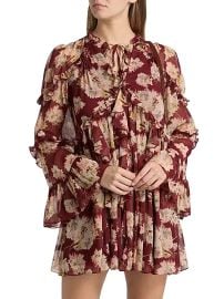 Women\'s Mae Bouquet Albani Ruffle-Trim Minidress - Wineberry Multi - at Saks Fifth Avenue