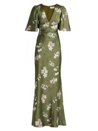 Women\'s Mae Floral Satin Gown - Moss Formosa - at Saks Fifth Avenue