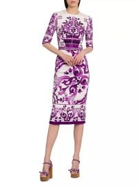 Women\'s Majolica Print Silk Midi-Dress - Mix Maiolica Viola - at Saks Fifth Avenue