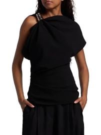 Women\'s Malika Hardware-Detail Asymmetric Double Crepe Top - Black - at Saks Fifth Avenue