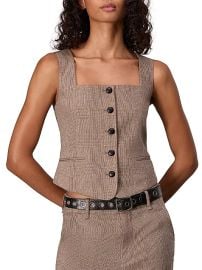 Women\'s Mariana Wool Vest - Camel Plaid - at Saks Fifth Avenue