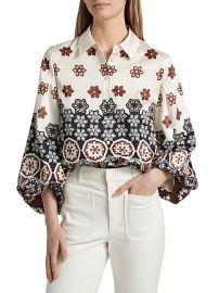 Women\'s Marina Floral Balloon-Sleeve Blouse - Cream Deep Clay Multi - at Saks Fifth Avenue