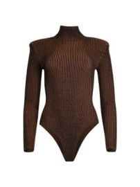 Women\'s Marina Rib Knit Body Suit - Camel Black - at Saks Fifth Avenue