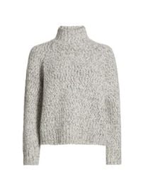 Women\'s Marled Textured Turtleneck Sweater - Off White Black - at Saks Fifth Avenue