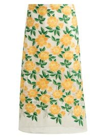 Women\'s Marta Floral-Embroidered Midi-Skirt - Yellow Green - at Saks Fifth Avenue