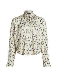 Women\'s Martha Floral Satin Shirt - Ivory Floral - at Saks Fifth Avenue