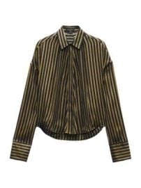 Women\'s Martha Silk-Blend Button-Up Shirt - Army Stripe - at Saks Fifth Avenue