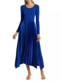 Women\'s Mave Mixed-Media Fit & Flare Sweaterdress - Evening Blue - at Saks Fifth Avenue