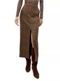 Women\'s Maxine Plaid Wool Maxi Skirt - Camel Black - at Saks Fifth Avenue