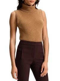 Women\'s Mazzy Cashmere Sleeveless Turtleneck Top - Dark Acorn Melange - at Saks Fifth Avenue