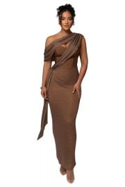 Women\'s Metallic Celestina Draped Maxi Dress at Macys