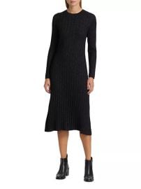 Women\\\'s Metallic Rib-Knit Midi-Dress - Black - at Saks Fifth Avenue