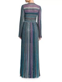 Women\'s Metallic Striped V-Neck Dress - Dark Tones Multicolor - at Saks Fifth Avenue